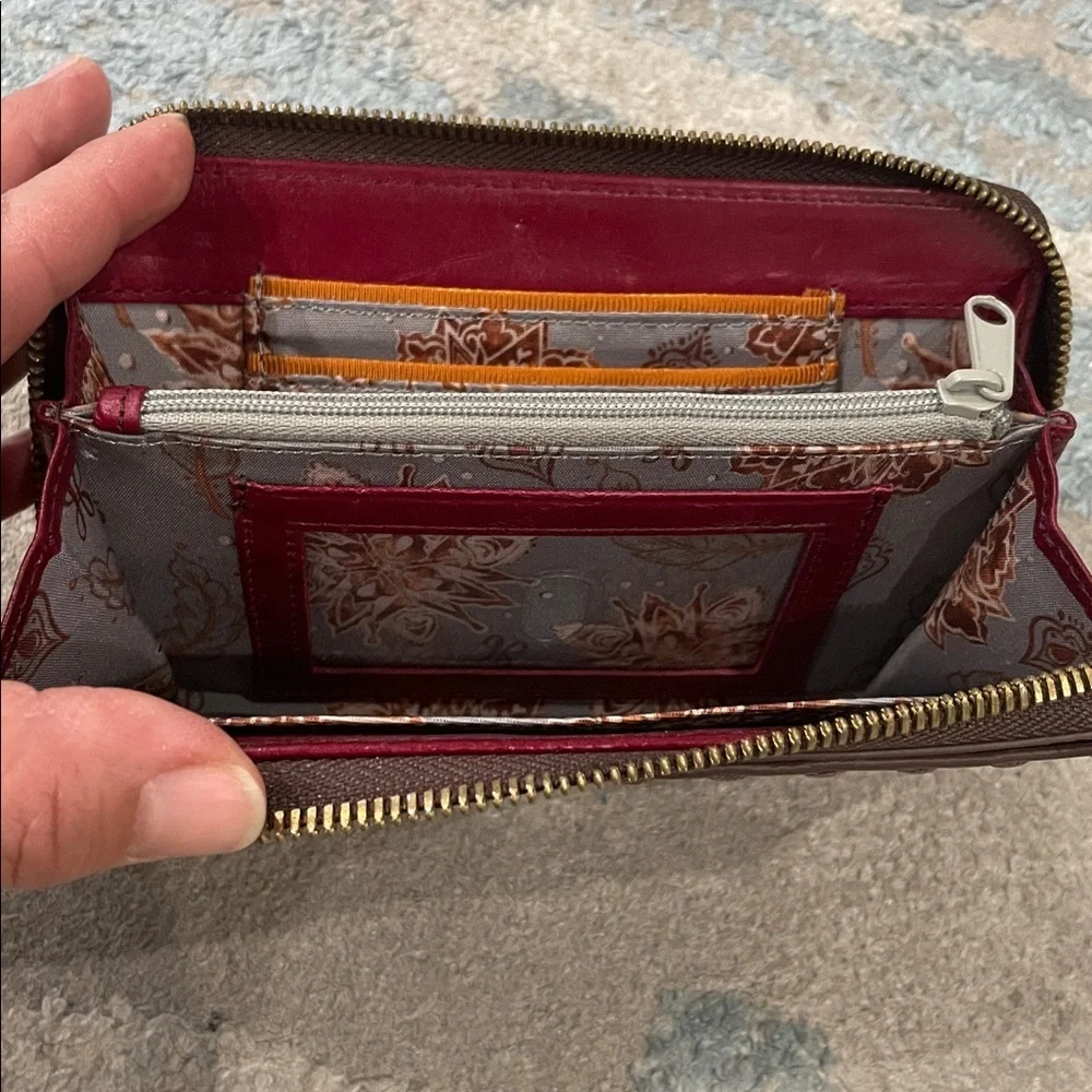 Hobo Honor Leather Zip Around Wallet Cherry Red Color
